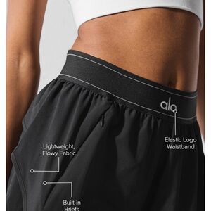ALO Yoga Black Athletic Shorts with Elastic Logo Waistband - Small